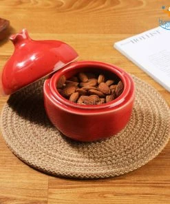 Fancy Pomegranate Ceramic Storage With Lid All Of It