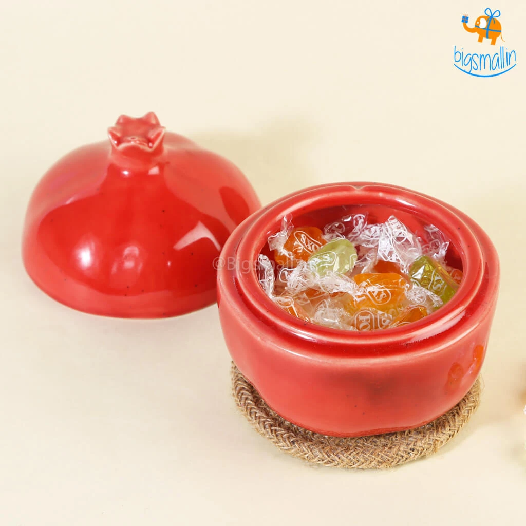 Fancy Pomegranate Ceramic Storage With Lid All Of It