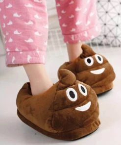 Bigsmall_hmk Poop Emoji Plush Slippers (UK 3 - UK 6) All Of It
