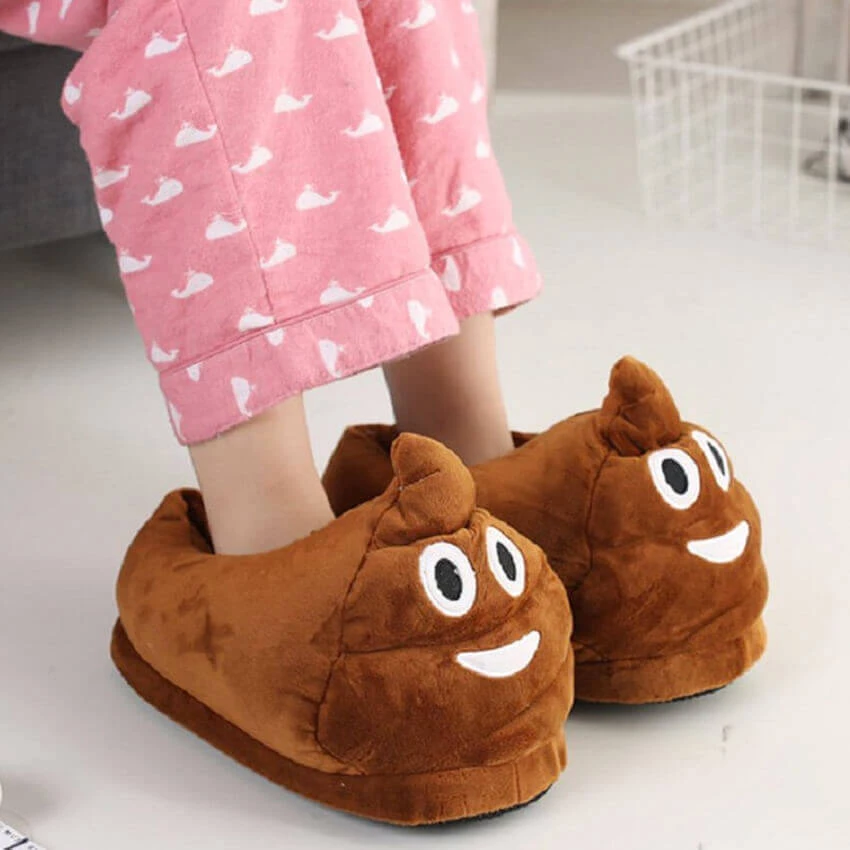 Bigsmall_hmk Poop Emoji Plush Slippers (UK 3 - UK 6) All Of It