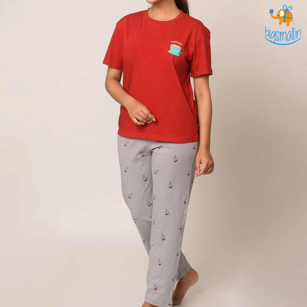 Bigsmall_soxytoes All Of It Positivitea Pyjama & T-Shirt Set