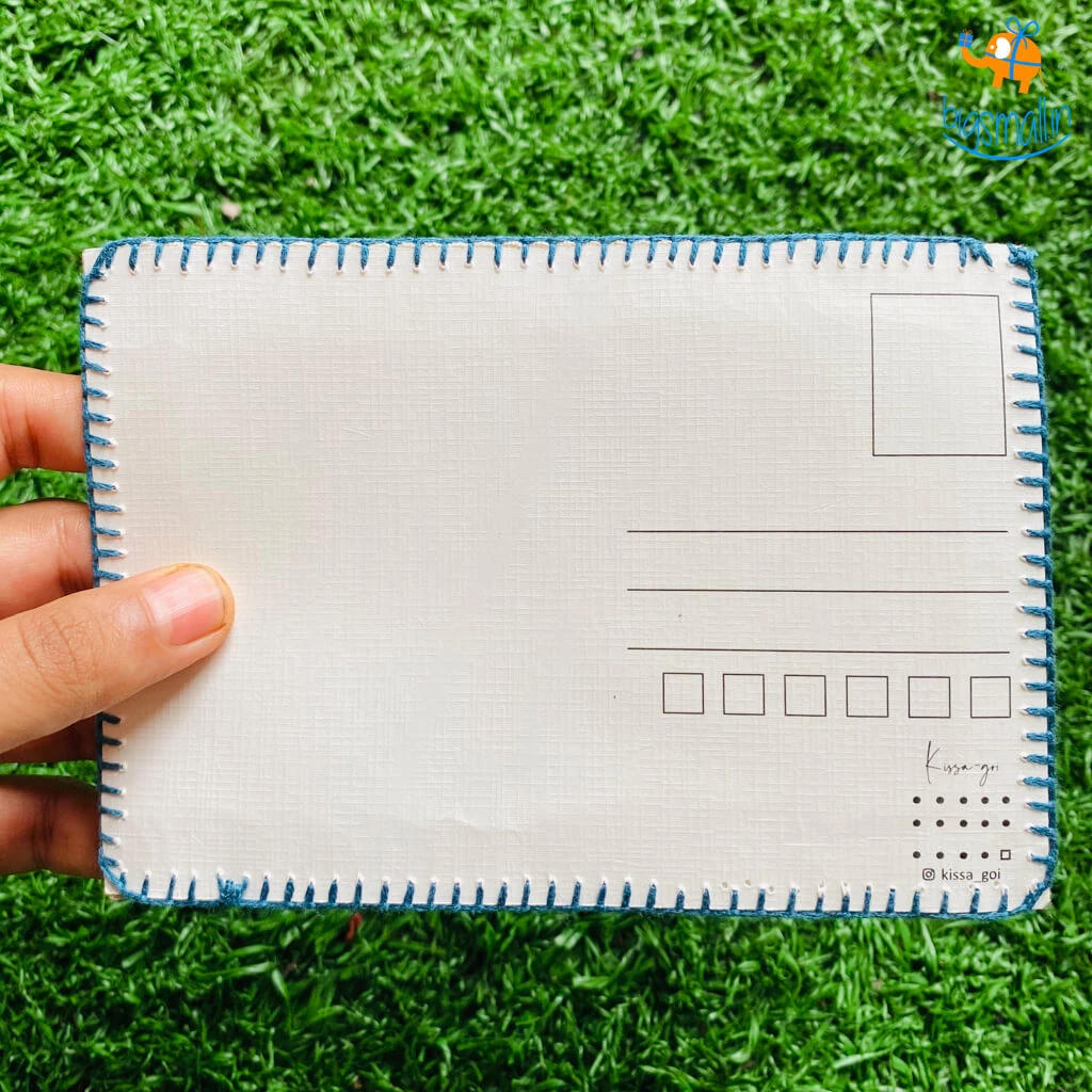 Kissa Goi Handmade Blue Bouquet Embroidered Postcard All Of It