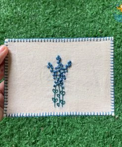 Kissa Goi Handmade Blue Bouquet Embroidered Postcard All Of It