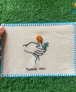 Kissa Goi Handmade Gratitude Embroidered Postcard