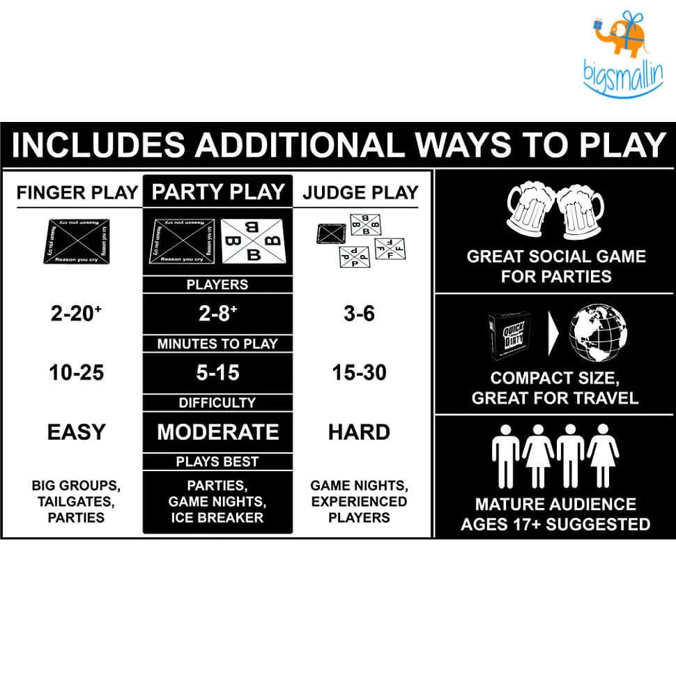 AmyLi All Of It Quick And Dirty Party Card Game