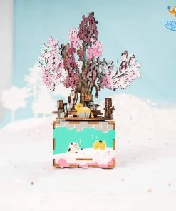 Dream Beans DIY Music Box Wooden Puzzle - Cherry Blossom Tree