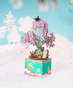Dream Beans DIY Music Box Wooden Puzzle - Cherry Blossom Tree