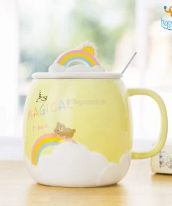 Bigsmall_hmk Rainbow Mug With 3D Lid & Spoon