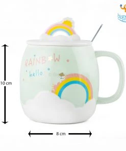 Bigsmall_hmk Rainbow Mug With 3D Lid & Spoon