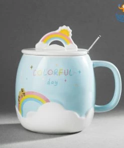 Bigsmall_hmk Rainbow Mug With 3D Lid & Spoon