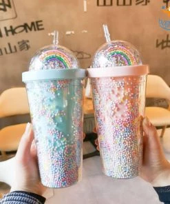 Big Daddy Pastel Rainbow Sipper Bottle With Straw