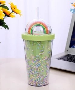 Big Daddy Pastel Rainbow Sipper Bottle With Straw