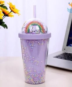 Big Daddy Pastel Rainbow Sipper Bottle With Straw