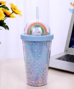 Big Daddy Pastel Rainbow Sipper Bottle With Straw