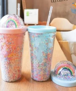 Big Daddy Pastel Rainbow Sipper Bottle With Straw