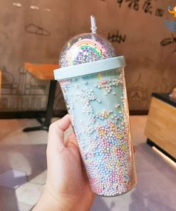 Big Daddy Pastel Rainbow Sipper Bottle With Straw
