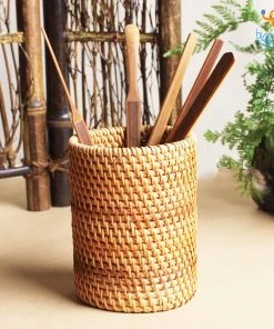 AmyLi Rattan Desk Organizer