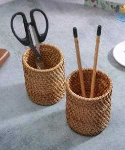 AmyLi Rattan Desk Organizer