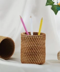 AmyLi Rattan Desk Organizer