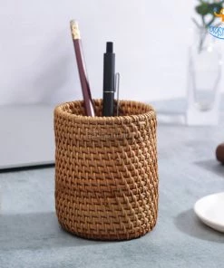 AmyLi Rattan Desk Organizer