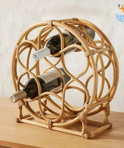 Hollyhock Father's Day Rattan Wine Rack