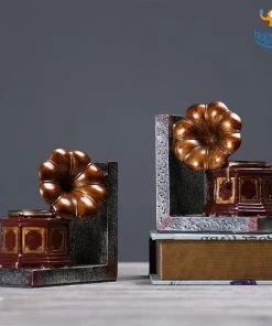 Vinny Y Vintage Gramophone Bookends With Pen Stand