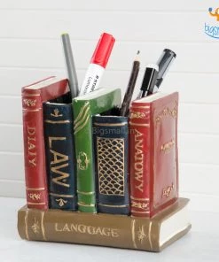Bigsmall_hmk Retro Book Resin Stationery Holder - Hand Painted