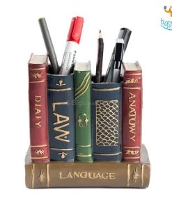 Bigsmall_hmk Retro Book Resin Stationery Holder - Hand Painted