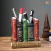 Bigsmall_hmk Retro Book Resin Stationery Holder - Hand Painted