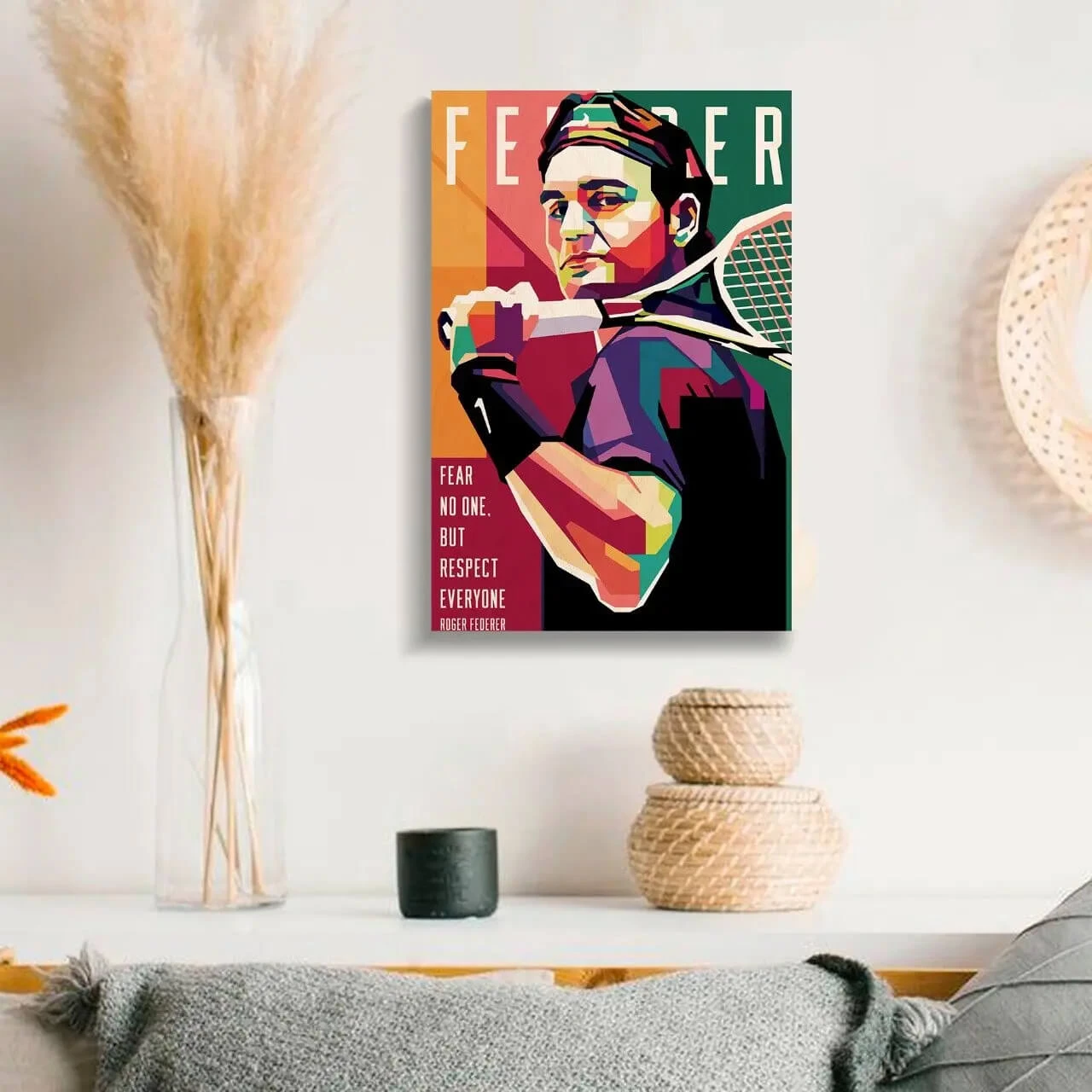 Bigsmall_cc Roger Federer Wooden Wall Art Father's Day