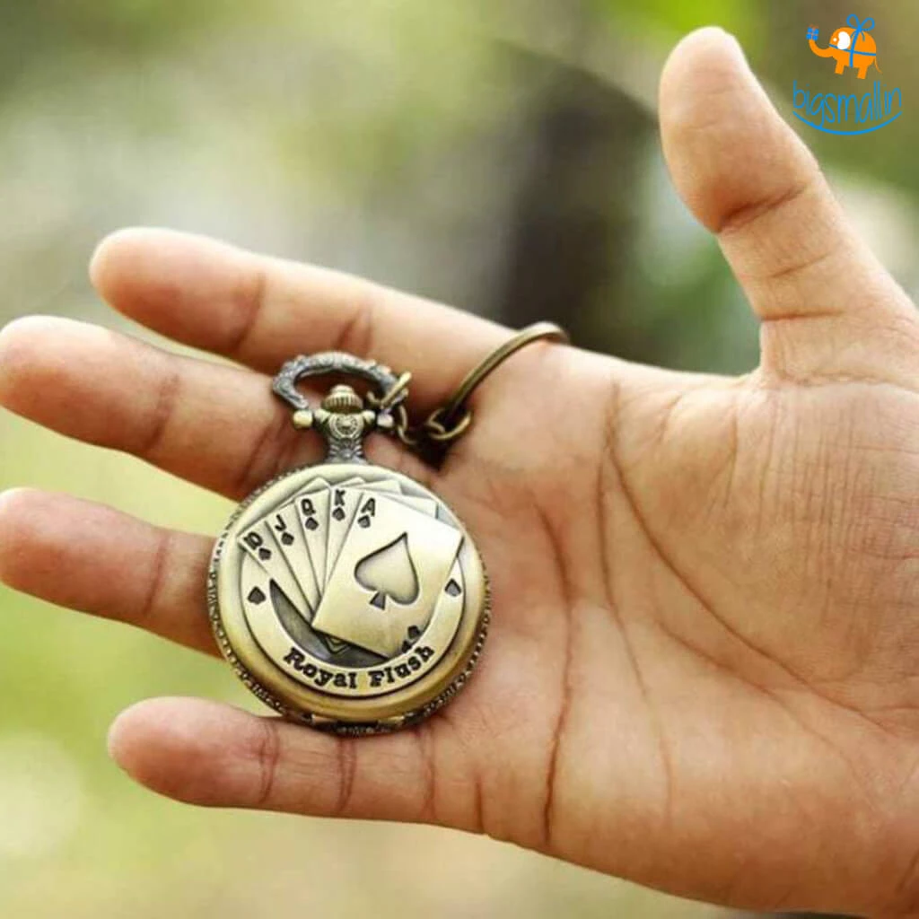Bigsmall_hmk Royal Flush Pocket Watch Keychain Father's Day