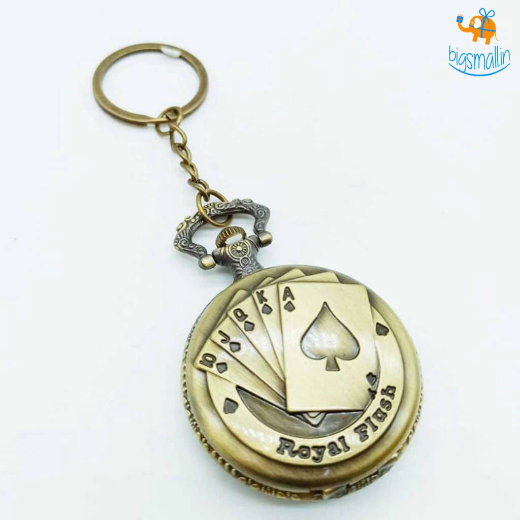Bigsmall_hmk Royal Flush Pocket Watch Keychain Father's Day