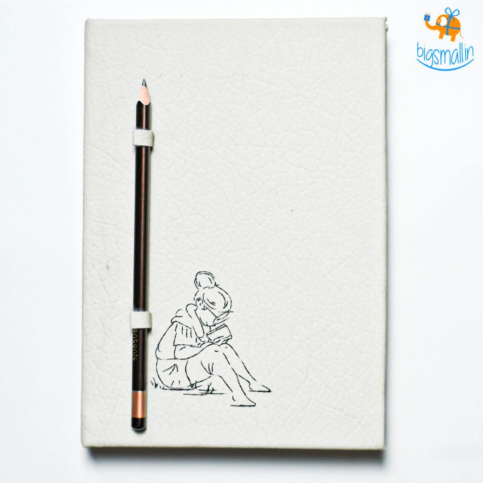 Writenery Nerd Girl Leatherette Notebook With Pencil Holder