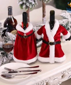 Coral Tree All Of It Mr. & Mrs. Claus Wine Bottle Covers - Set Of 2