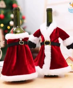 Coral Tree All Of It Mr. & Mrs. Claus Wine Bottle Covers - Set Of 2