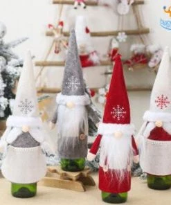 Coral Tree Santa Claus Felt Wine Bottle Covers - Set Of 2 All Of It