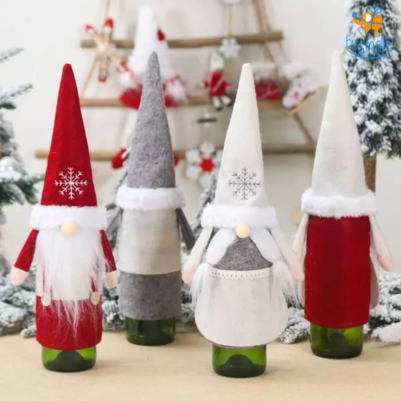 Coral Tree Santa Claus Felt Wine Bottle Covers - Set Of 2 All Of It