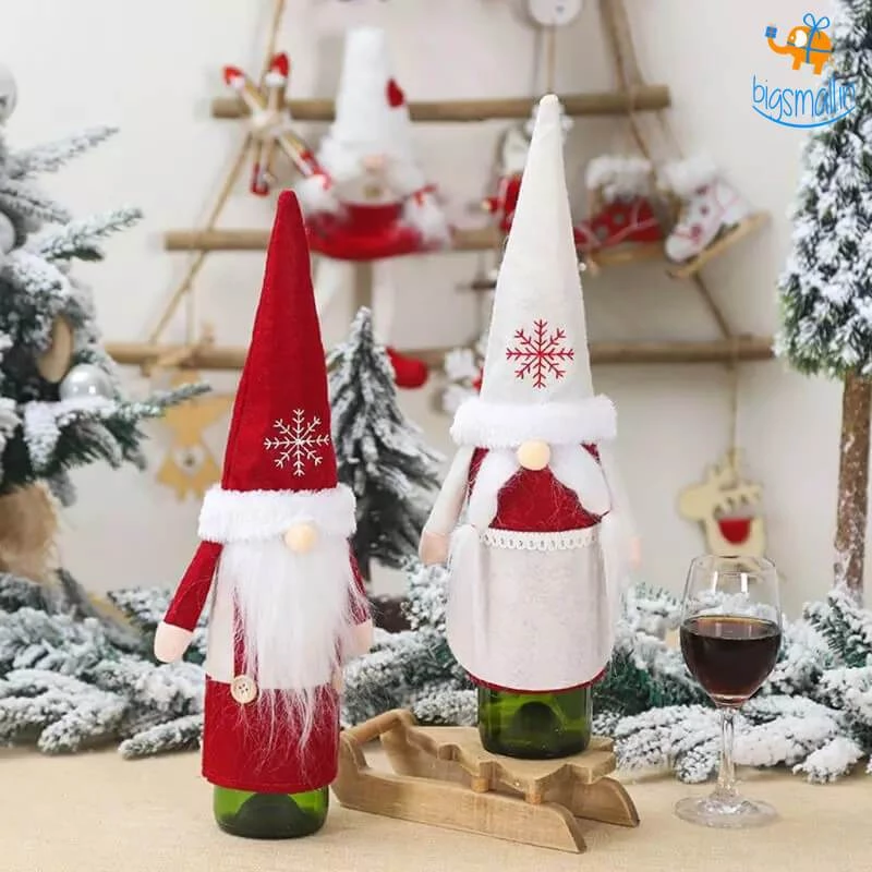 Coral Tree Santa Claus Felt Wine Bottle Covers - Set Of 2 All Of It