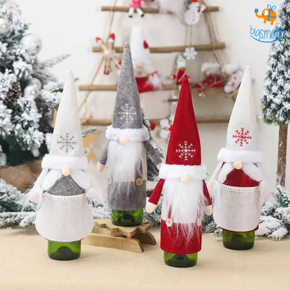 Coral Tree Santa Claus Felt Wine Bottle Covers - Set Of 2 All Of It
