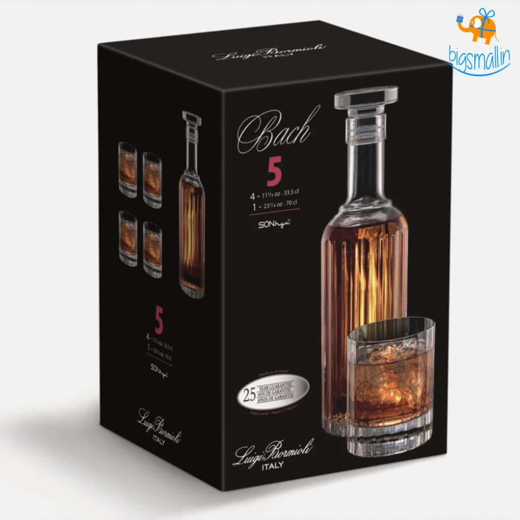 Devnow Whiskey On The Rocks Decanter & Glass Set - 5 Pc