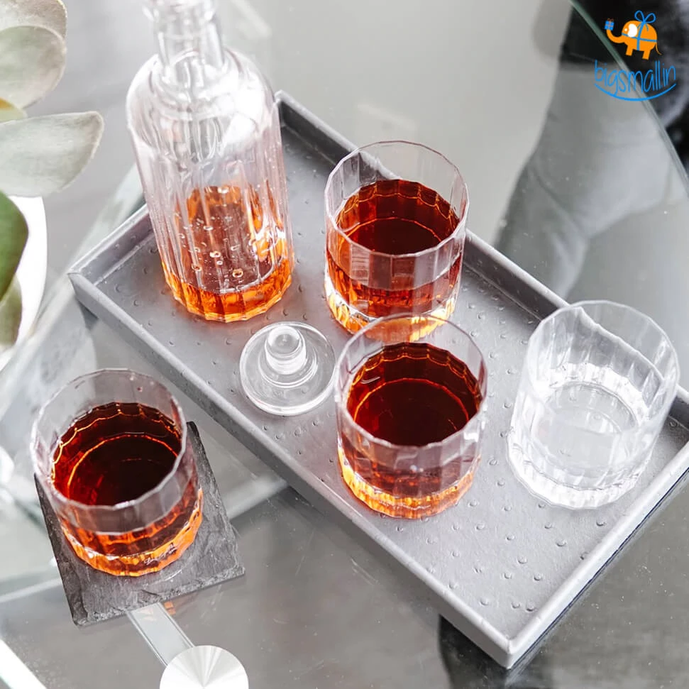 Devnow Whiskey On The Rocks Decanter & Glass Set - 5 Pc