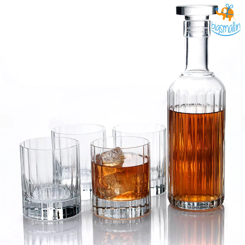 Devnow Whiskey On The Rocks Decanter & Glass Set - 5 Pc