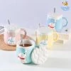 Bigsmall_hmk Pastel Polar Bear Mug With Lid & Spoon Gifts