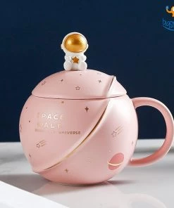 Artnery Space Walk Mug With Lid & Space Man Spoon Father's Day