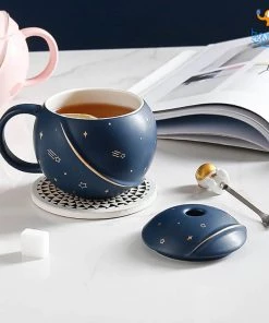 Artnery Space Walk Mug With Lid & Space Man Spoon Father's Day