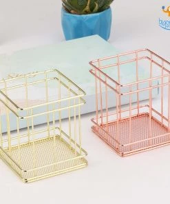 Artnery Simple Square Metallic Pen Stand All Of It