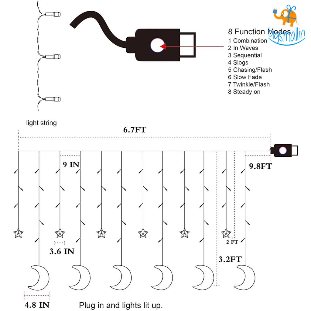 Coral Tree All Of It Star & Moon Curtain LED Lights