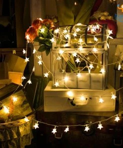 Coral Tree Decorative Star String Lights