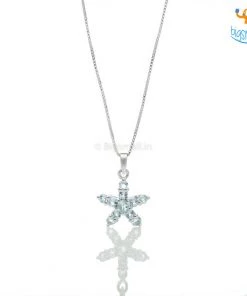 Ash Designs Starfish Aquamarine Semi-Precious Pendant With Silver Chain