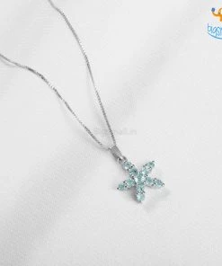 Ash Designs Starfish Aquamarine Semi-Precious Pendant With Silver Chain